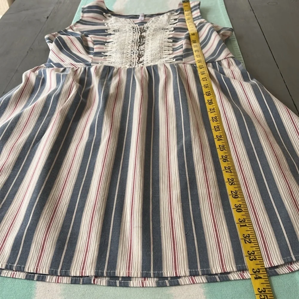 Xhilaration Boho Striped Lace Front Sleeveless Cinch Waist Dress - Picture 8 of 9